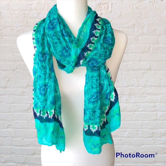 Mossimo Supply Co. Accessories - Mossimo Green Navy Paisley Scarf